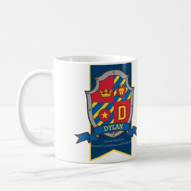 Taza De Café Letra dylan D heraldry blue name significa mug (Izquierda)