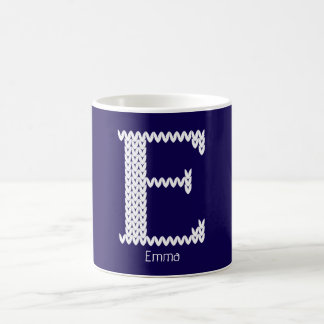 Taza De Café Letra E del alfabeto tejido acogedor