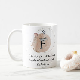 Taza De Café Letra F, biblia acuarela cita mug