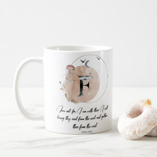 Taza De Café Letra F, biblia acuarela cita mug