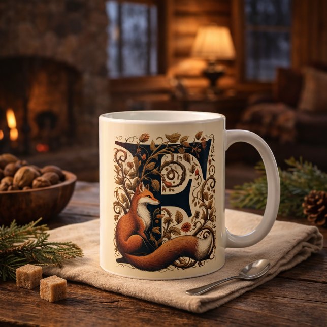 Taza De Café Letra F Fox y Fauna - Personalizar (Subido por el creador)