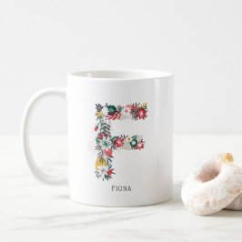 Taza De Café Letra F | Letra floral sinmusical monograma I mug