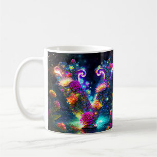 Taza De Café Letra floral brillante V