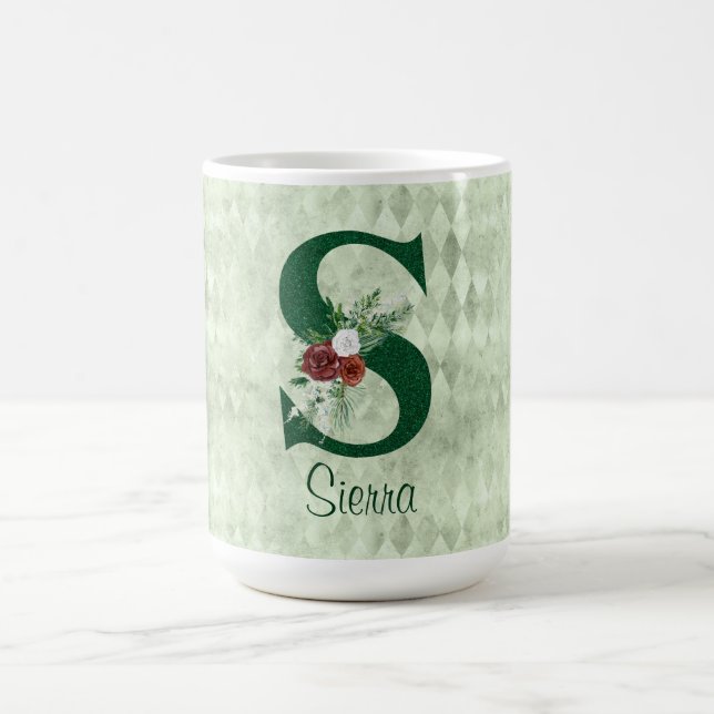 Taza De Café Letra floral de invierno ilustrada S personalizada (Centro)