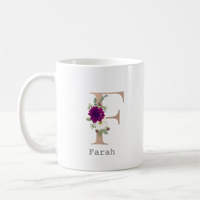 Taza De Café Letra floral mayúscula "F" (Izquierda)