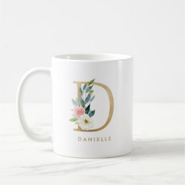 Taza De Café Letra floral n de color peolino pastel monograma