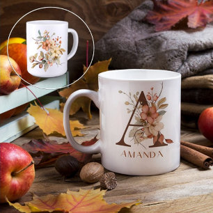 Taza De Café Letra floral ruda acuática a