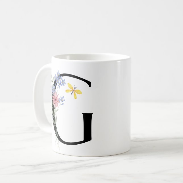 Taza De Café Letra G con flores (Anverso izquierdo)
