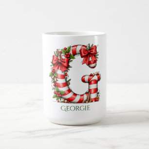 Taza De Café Letra G de alfabeto de bastón de caramelo 15 oz Na