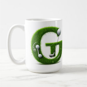 Taza De Café Letra G de césped verde con pelota de golf y palo