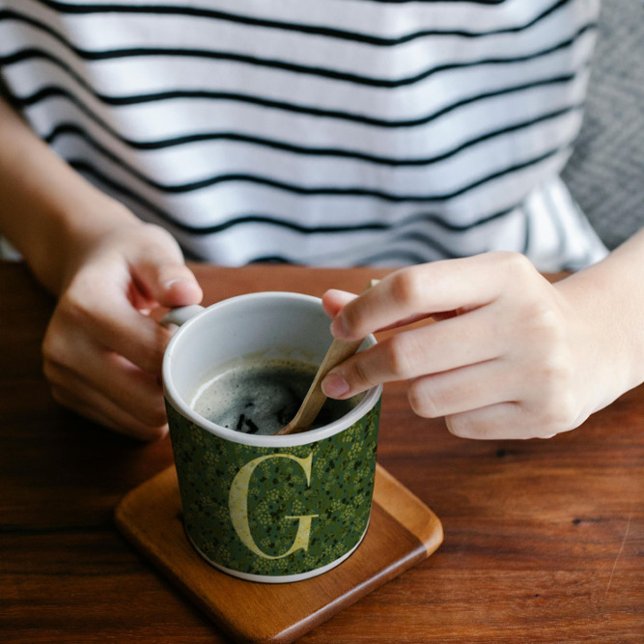 Taza De Café Letra G libertad verde oscuro y amarilla (Subido por el creador)