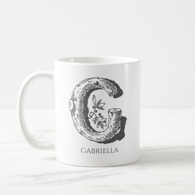 Taza De Café Letra G Monograma Nombre moderno (Izquierda)