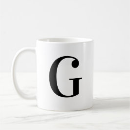 Taza De Café Letra G personalizada monograma negro moderno pers