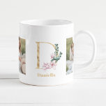 Taza De Café Letra Gold moderna D flor | Dos monografías fotogr<br><div class="desc">Letra Gold moderna D flor | Dos monografías fotográficas</div>