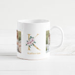 Taza De Café Letra Gold moderna K flor | Dos monografías fotogr<br><div class="desc">Letra Gold moderna K flor | Dos monografías fotográficas</div>