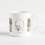 Taza De Café Letra Gold moderna Q flor | Dos monografías fotogr<br><div class="desc">Letra Gold moderna Q flor | Dos monografías fotográficas</div>
