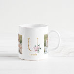 Taza De Café Letra Gold moderna U flor | Dos monografías fotogr<br><div class="desc">Letra Gold moderna U flor | Dos monografías fotográficas</div>