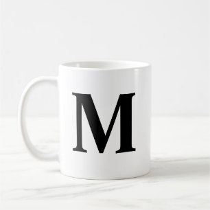 Taza De Café Letra grande monograma blanco negro mínimo modern