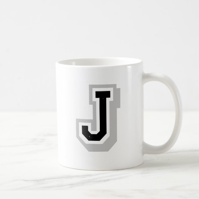 Taza De Café letra gris negra J (Derecha)