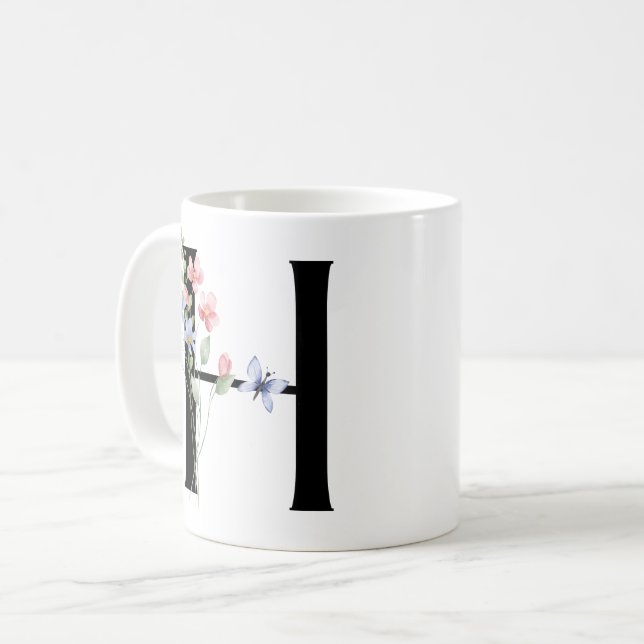 Taza De Café Letra H con flores (Anverso izquierdo)