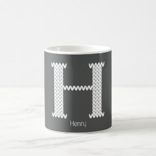 Taza De Café Letra H del alfabeto tejido acogedor