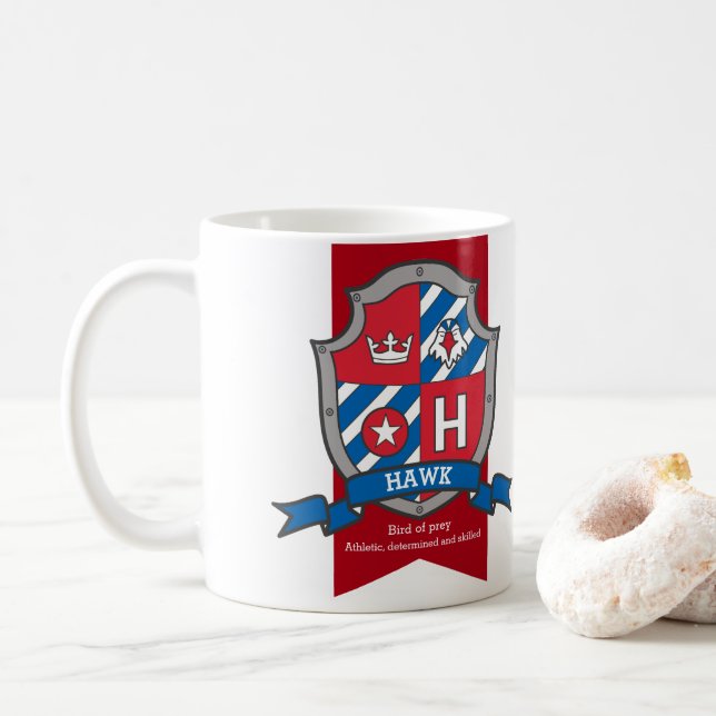 Taza De Café Letra hawaiana H heraldry blue name significa (Con donut)
