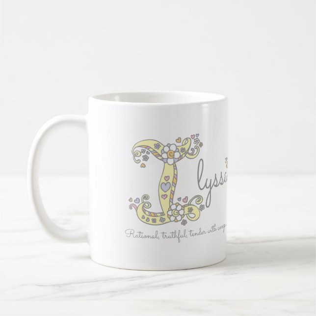 Taza De Café Letra ilyssa que llamo significa mugre en monogram (Izquierda)