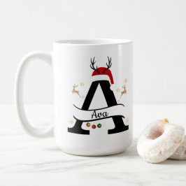 Taza De Café Letra Inicial A de Navidad – Diseño Festivo de Vac