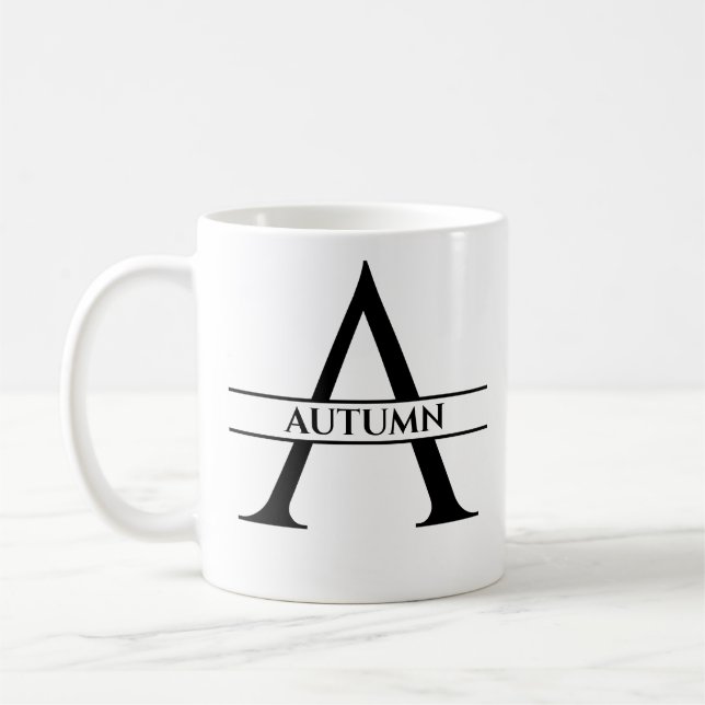 Taza De Café Letra inicial A elegida personalizada (Izquierda)