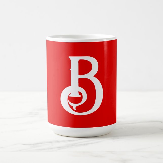 Taza De Café Letra inicial clásica blanca monogramada roja (Centro)