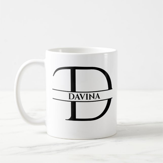 Taza De Café Letra inicial D elegante personalizada (Izquierda)