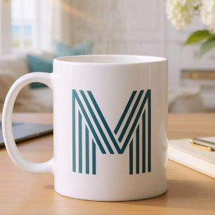 Taza De Café Letra Inicial de Monograma Moderno Estiloso Verde 