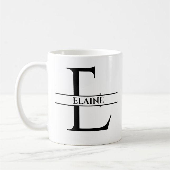 Taza De Café Letra inicial e elegante personalizada (Izquierda)
