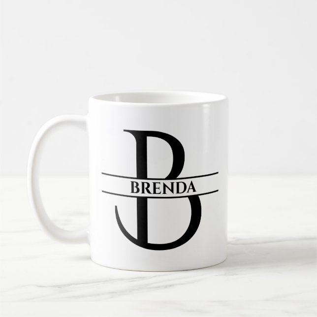 Taza De Café Letra inicial elegante personalizada B (Izquierda)