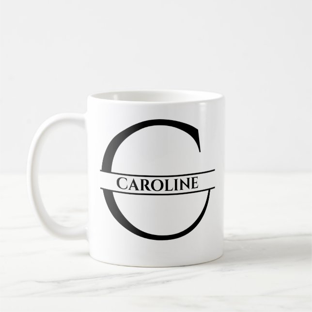Taza De Café Letra inicial elegante personalizada C (Izquierda)