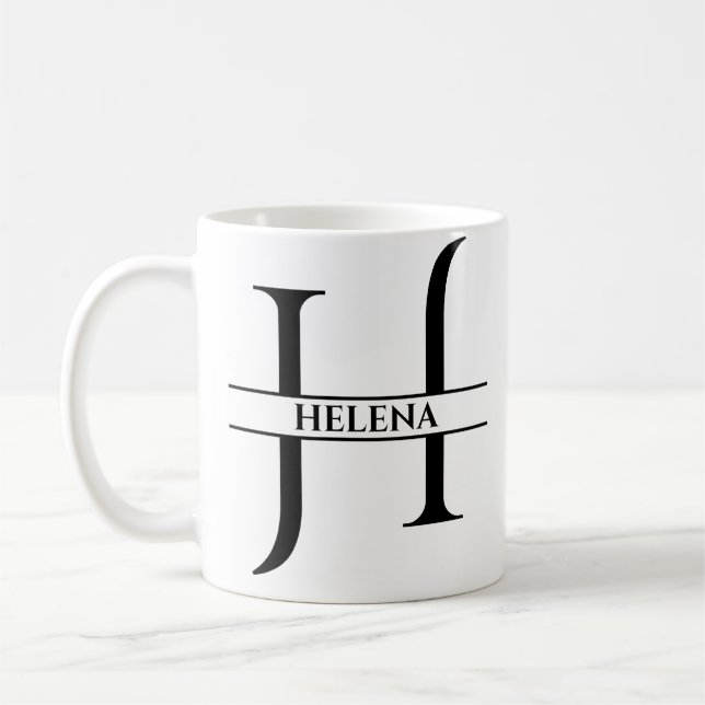 Taza De Café Letra inicial elegante personalizada H (Izquierda)