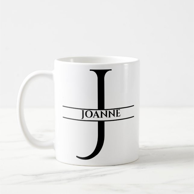 Taza De Café Letra inicial elegante personalizada J (Izquierda)