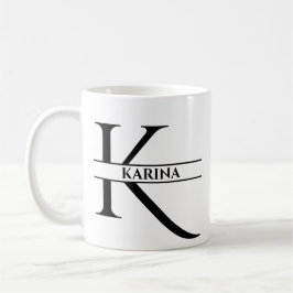 Taza De Café Letra inicial elegante personalizada K