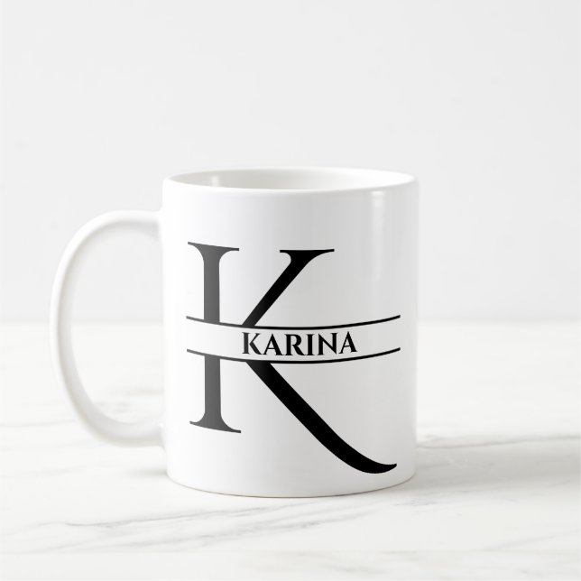 Taza De Café Letra inicial elegante personalizada K (Izquierda)