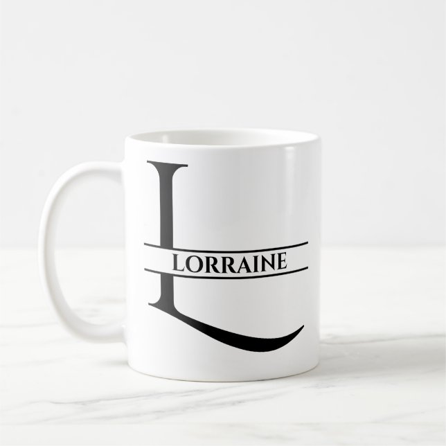 Taza De Café Letra inicial elegante personalizada L (Izquierda)