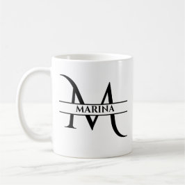 Taza De Café Letra inicial elegante personalizada M