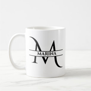 Taza De Café Letra inicial elegante personalizada M
