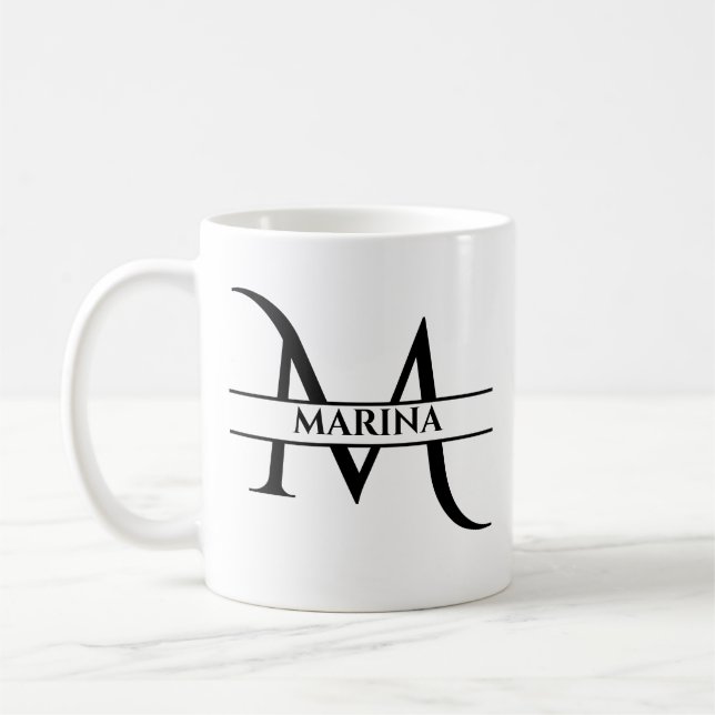 Taza De Café Letra inicial elegante personalizada M (Izquierda)