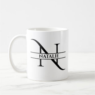 Taza De Café Letra inicial elegante personalizada N