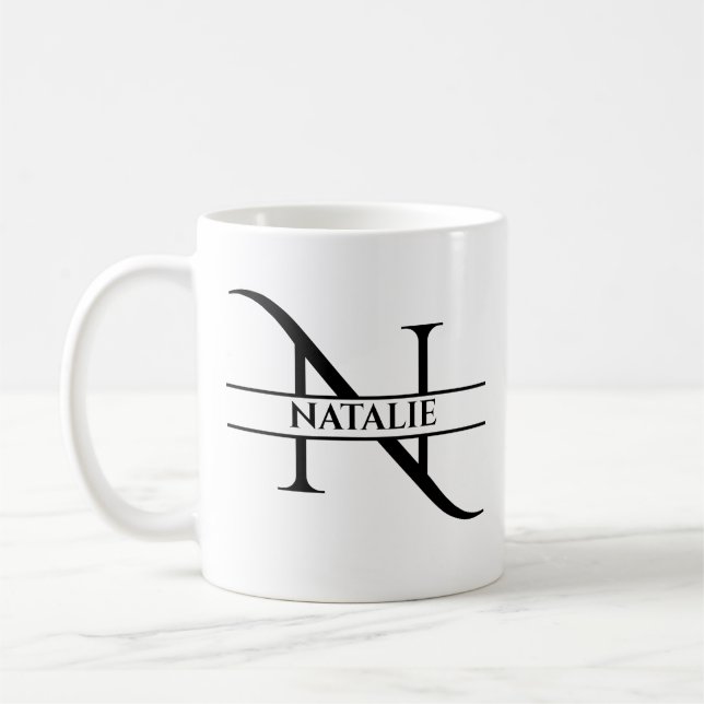 Taza De Café Letra inicial elegante personalizada N (Izquierda)