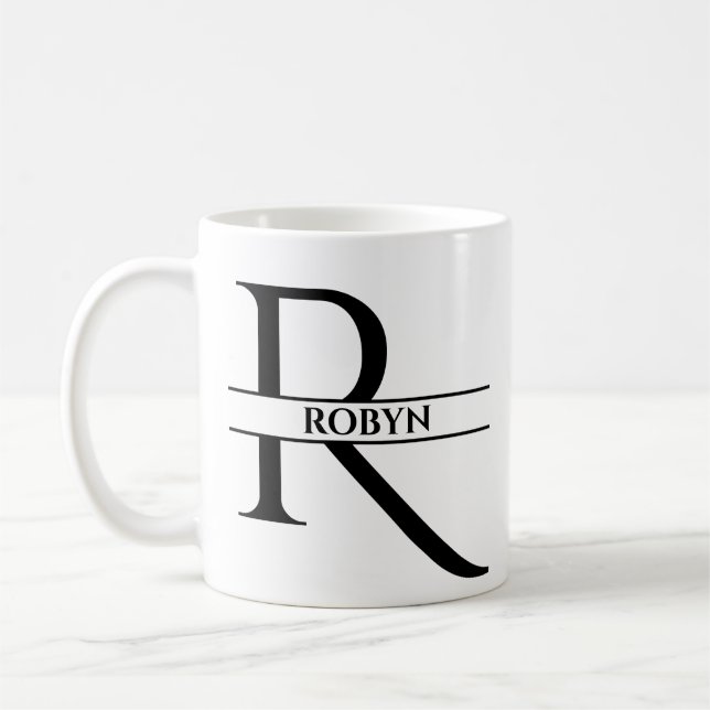 Taza De Café Letra inicial elegante personalizada R (Izquierda)
