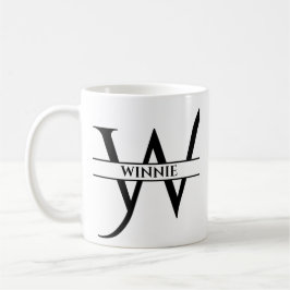 Taza De Café Letra inicial elegante personalizada W