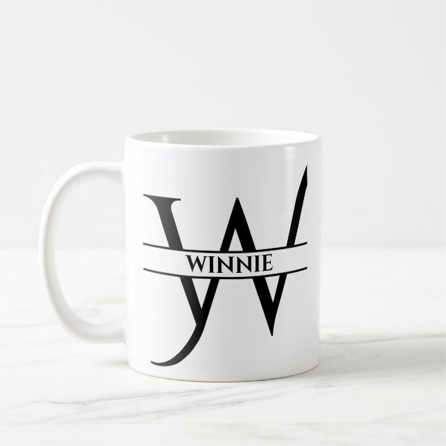 Taza De Café Letra inicial elegante personalizada W (Izquierda)