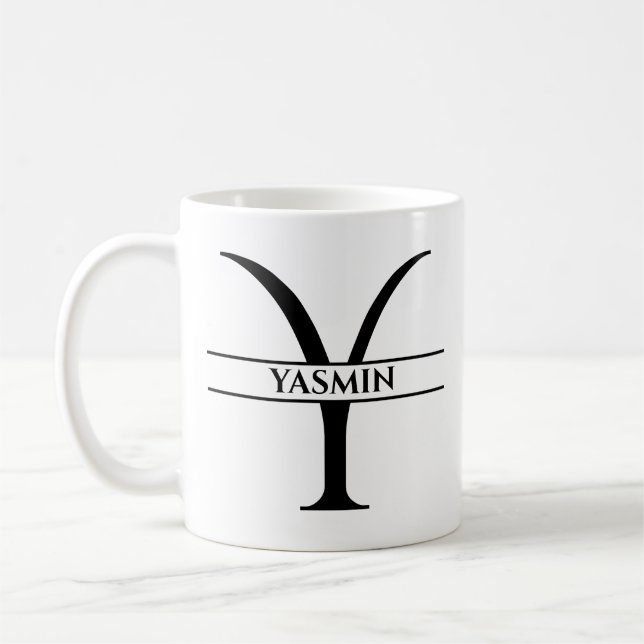 Taza De Café Letra inicial elegante personalizada Y (Izquierda)
