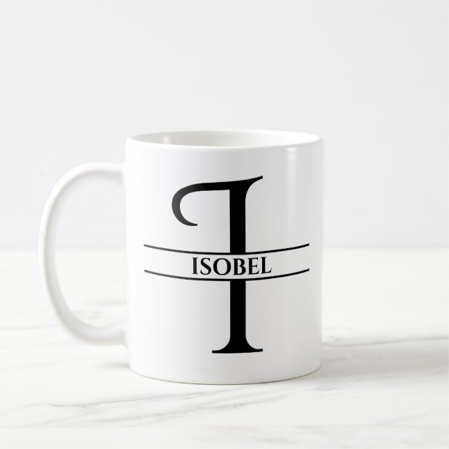 Taza De Café Letra inicial elegida personalizada I (Izquierda)